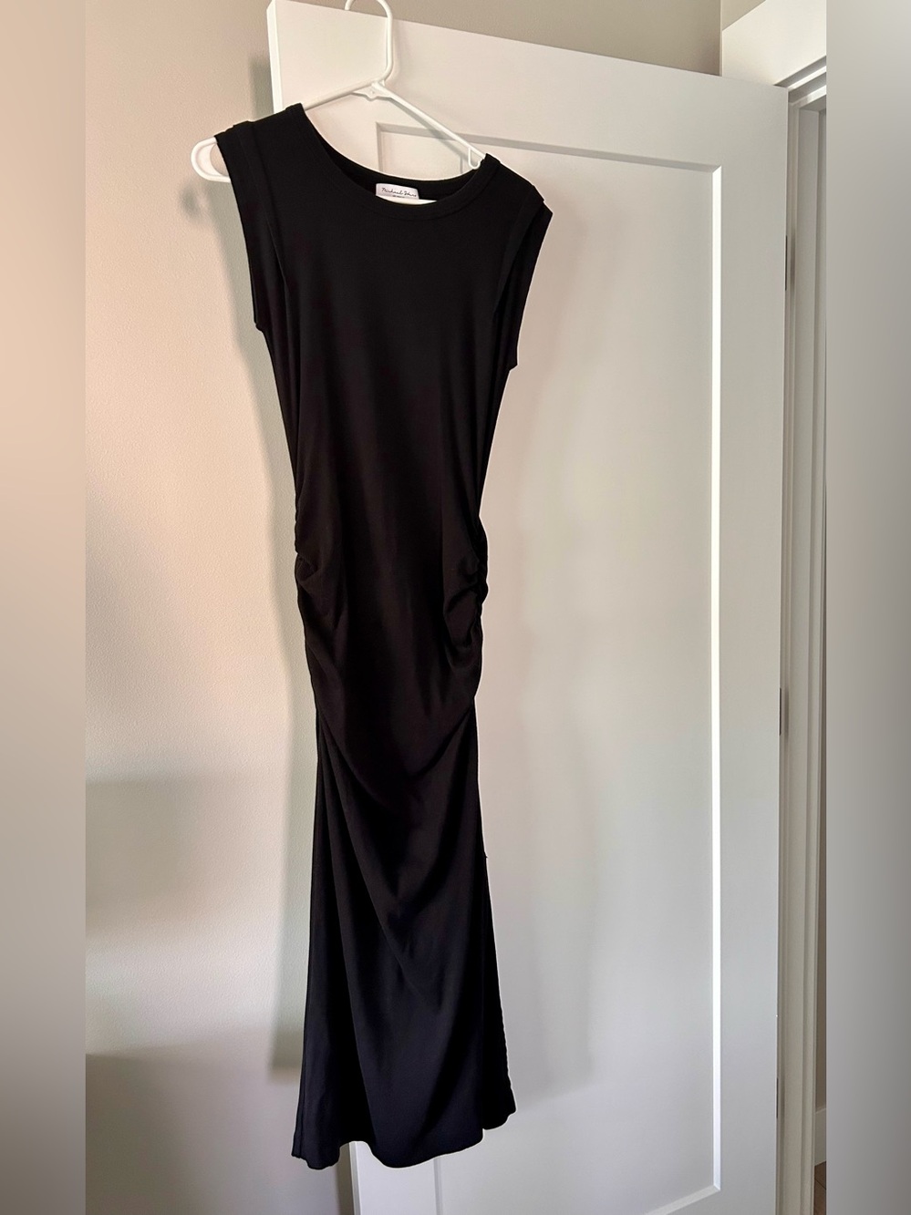 Michael Stars Black Sleeveless Midi Dress with Side Ruching